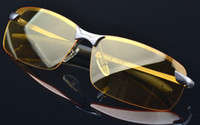 Night Driving Glasses Semi-Rimless Metal Gun Grey Frame Yellow Polarized Glasses